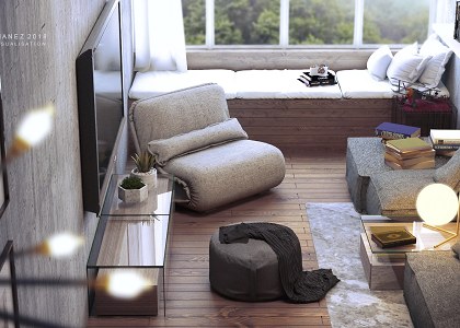 3D Models   -  LIVING ROOM - Safe Haven B&B Suit