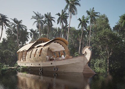 3D Models   -  HOUSES - VILLAS - Kerala Houseboat