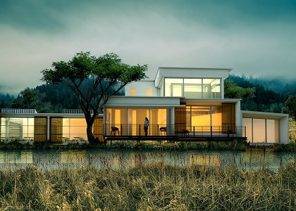 LAKE FRONT HOUSE & VISOPT | vray render by Thilina Liyanage