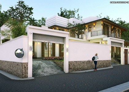 Renovated House & Visopt | View From Main Road - vray render by Thilina Liyanage