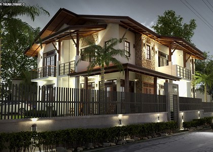 House -Colombo | Night View 1 - design and visualization by Thilina Liyanage