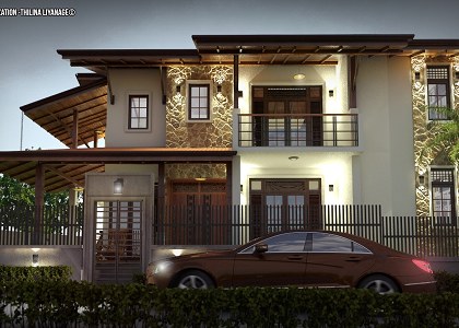 House -Colombo | Night View 3 - design and visualization by Thilina Liyanage