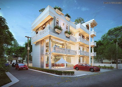 Commercial-Residential Building | Night Scene-Side View - by Thilina Liyanage