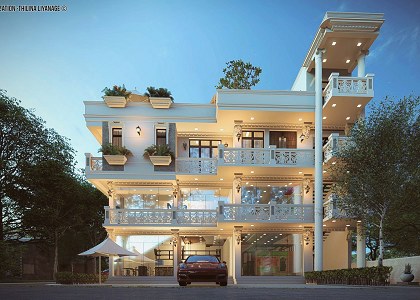 Commercial-Residential Building | NIght Scene-Front View - by Thilina Liyanage