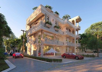 Commercial-Residential Building | Evening Scene-Side View by Thilina Liyanage