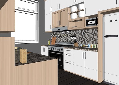 Wood Kitchen | sketchup view