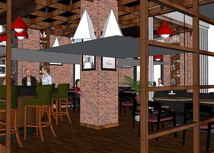 Coffee shop in Azazga hotel | sketchup view 1