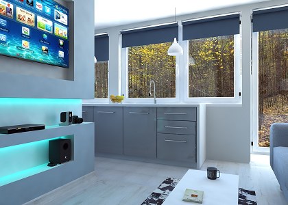 Kitchen and living area & VISOPT | vray render by MICHAŁ ŚLUSARCZYK