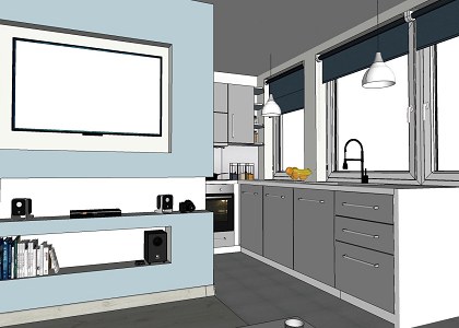 Kitchen and living area & VISOPT | SKETCHUP VIEW