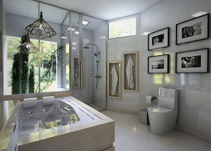 Master Bathroom | Side scene with another bathroom angle render by Wellington Ferrera