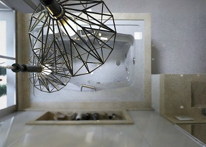 Master Bathroom | Top scene focusing on lamps render by Wellington Ferrera