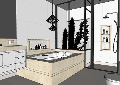 Master Bathroom | view extracted from sketchup model by Wellington Ferrera