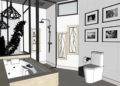 Master Bathroom | view extracted from sketchup model by Wellington Ferrera