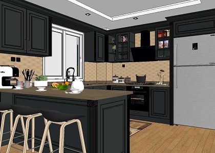 Luxury kitchen & Visopt | sketchupl view 1 - by Abdulkader Welaya