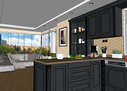 Luxury kitchen & Visopt | sketchupl view 3 - by Abdulkader Welaya