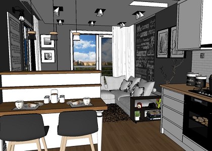 Small apartment | Small apartment sketchUp wiev 1