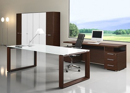 EXECUTIVE DESK CRYSTAL TOP | Arche range executive desk whit Crystal top