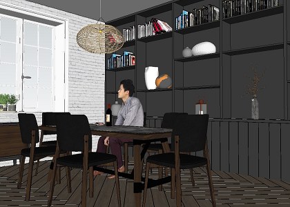 dining room | sketchUp view by  Than Nhuyen