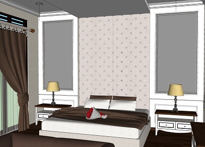 Art Deco Master Bedroom & Visopt | sketchup view 3 - 3d model  by Viki Auliya