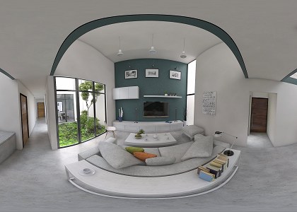 DINING - LIVING  ROOM  & VISOPT | 360 ° panoramic view  by Antonio Lomeli Saavedra