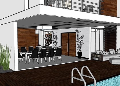 MODERN HOUSE WITH POOL | sketchup view