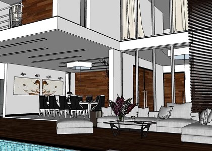 MODERN HOUSE WITH POOL | sketchup view