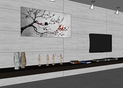 Modern Concrete Living Room | sketchup view