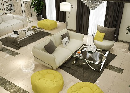 LIVING & DINING ROOM | Living room | vray render by Mahmoud Amer