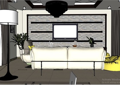 LIVING & DINING ROOM | sketchUp Image for TV area