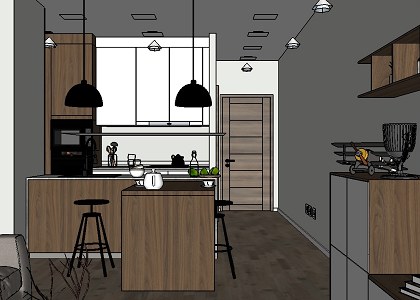 APARTMENT D&E | kitchen area from sketchup