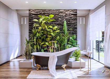 A garden in the bathroom