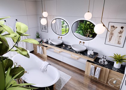 A garden in the bathroom | A garden in the bathroom D5 render - sink area