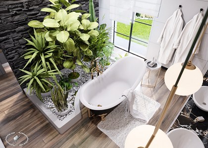 A garden in the bathroom | A garden in the bathroom Corona render