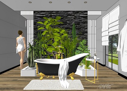 A garden in the bathroom | A garden in the bathroom - front view in SketchUp