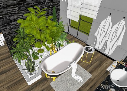 A garden in the bathroom | A garden in the bathroom - front view in SketchUp