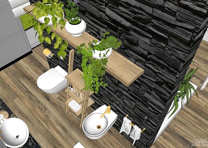 A garden in the bathroom | A garden in the bathroom - sanitary area view in SketchuP