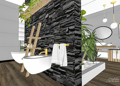 A garden in the bathroom | A garden in the bathroom - sanitary area view in SketchuP