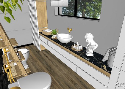 A garden in the bathroom | A garden in the bathroom - sanitary area view in SketchuP