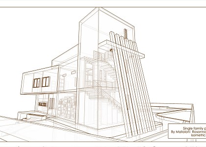 Modern single family villa in Tuscany Italy | Modern family villa isometric view sketchup extract