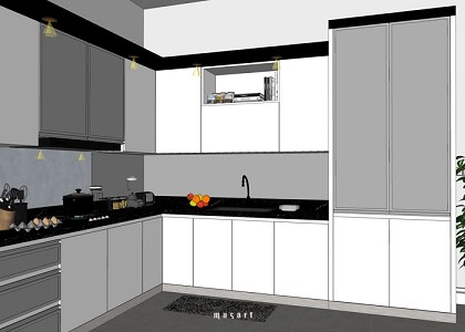 Modern Black & White Kitchen and VISOPT | sketchup view