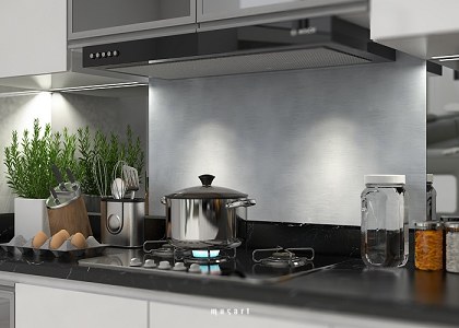 Modern Black & White Kitchen and VISOPT | 3d visualization by Musart Studio