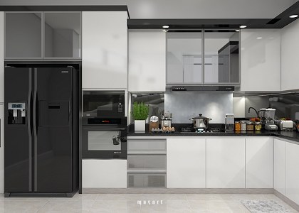 Modern Black & White Kitchen and VISOPT | 3d visualization by Musart Studio