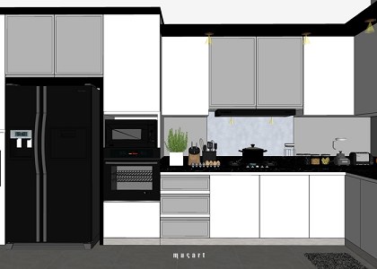 Modern Black & White Kitchen and VISOPT | sketchup view