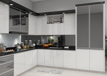 Modern Black & White Kitchen and VISOPT