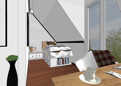 scandinavian Bedroom & Visopt | sketchup view