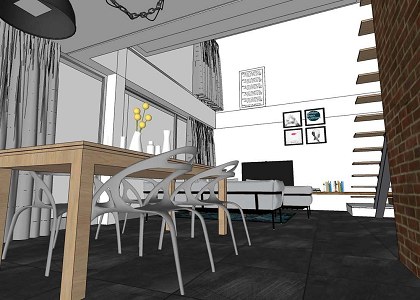 Unifamily House - Loft - La Plata | Interior sketchup view