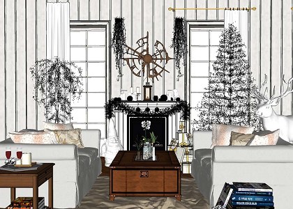 CHRISTMAS LIVING ROOM | jpg extract sketchup original