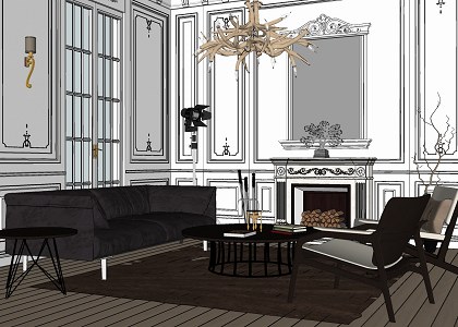 MODERN LIVING ROOM & TUTORIAL | sketchup wiev