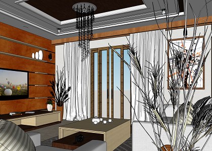 LIVING ROOM | SketchUp view 1