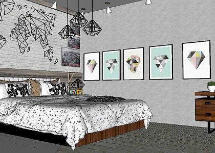 Industrial Bedroom & Visopt | image extracted from sketchup
